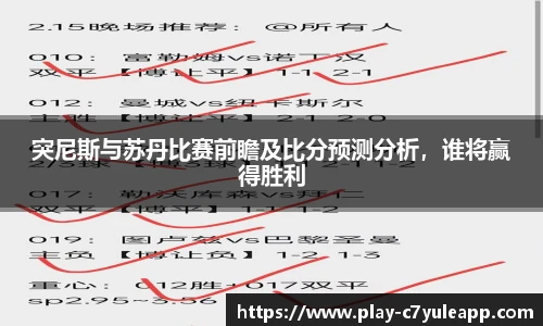 突尼斯与苏丹比赛前瞻及比分预测分析，谁将赢得胜利